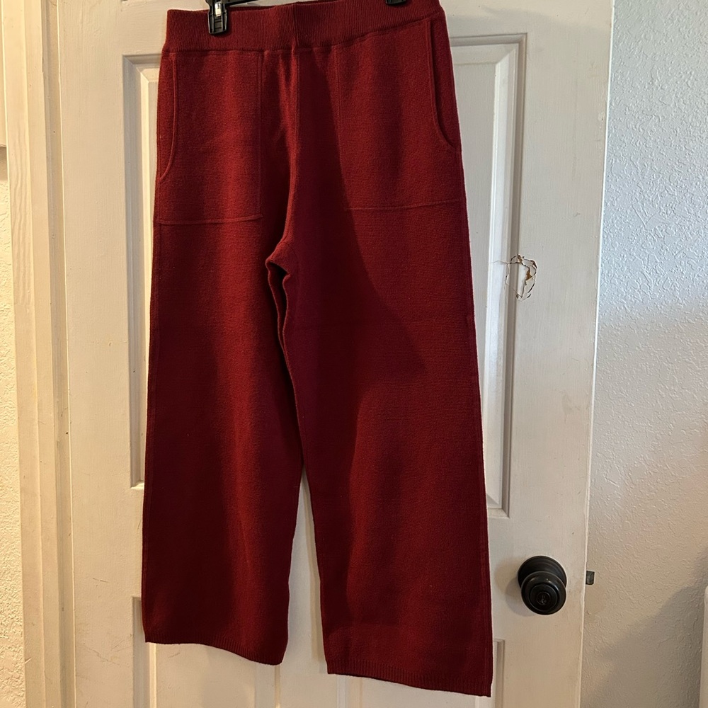 J. Crew Wide-Leg Knit Pants in Deep Red - Picture 1 of 4
